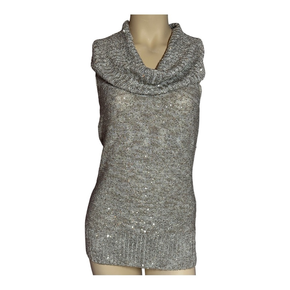 INC International Concepts Trending Sequin Cowl Neck  Sweater, SZ L‎ (302)